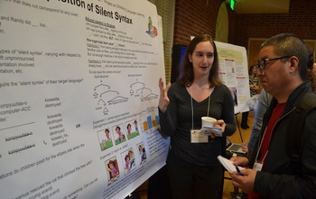 graduate student at a poster session